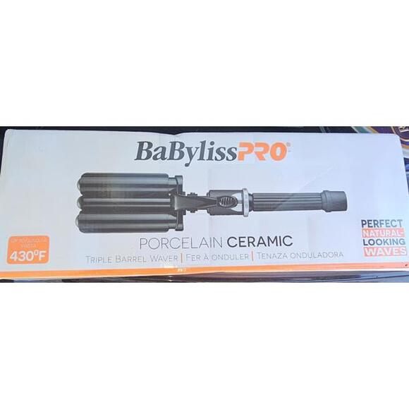 BabylissPRO Porcelain Ceramic Triple Barrel Waver Hair Styling Crimper Black NEW - Picture 2 of 5